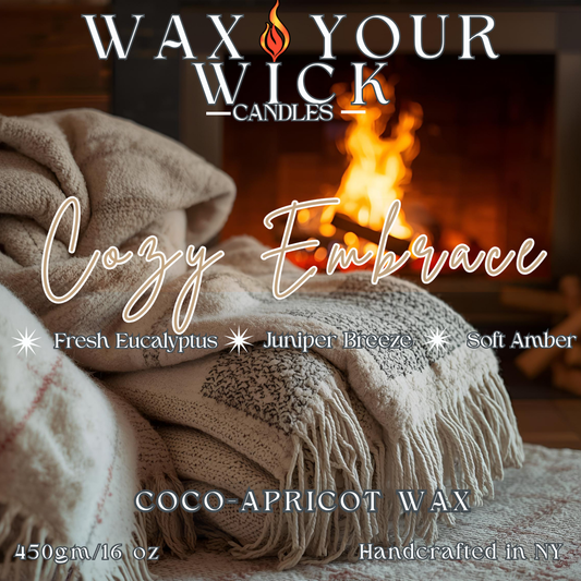 Cozy Embrace Candle – Eucalyptus, Juniper & Soft Amber