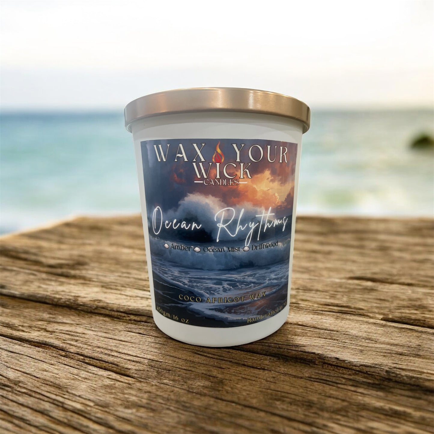 Ocean Rhythms Candle – Amber, Ocean Mist & Driftwood