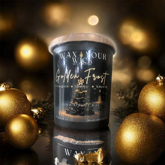 Golden Frost Candle – Mistletoe, Evergreen & Winter Air
